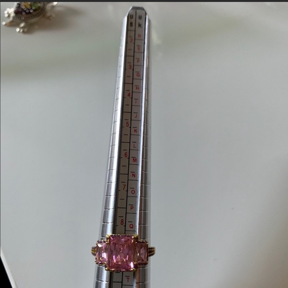 Savvy Cie 18K Gold Vermeil Radiant Cut 3Stone Ring - Picture 15 of 16